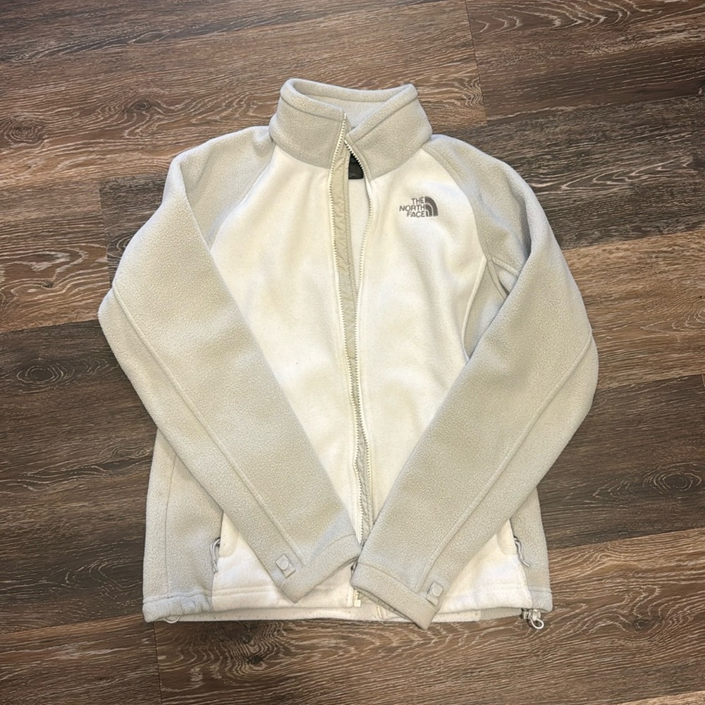 White and Grey The North Face Jacket Fleece
